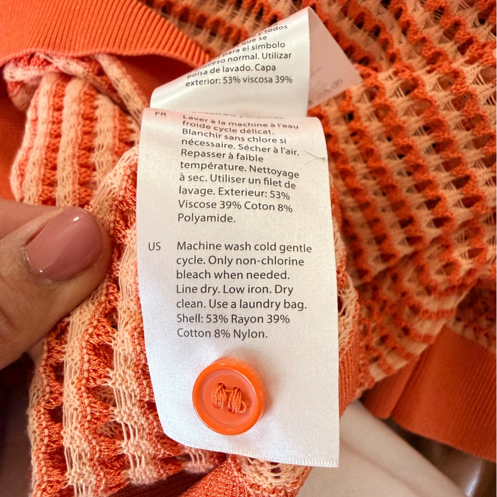 COS Open-Knit Striped Polo Shirt in orange
Size M - Picture 6 of 7